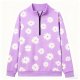 Polyester Half-Zip Women's Sweatshirt - Oversized Drop Shoulder
