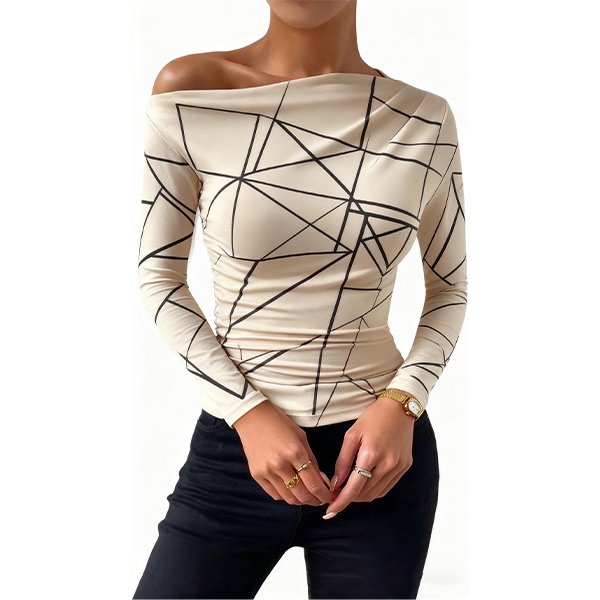 Women's Slim-Fit Ruched Asymmetrical One-Shoulder T-Shirt