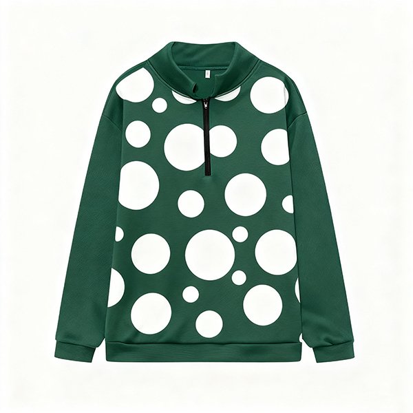 Women's Polyester Half-Zip Sweatshirt - Oversized Drop Shoulder
